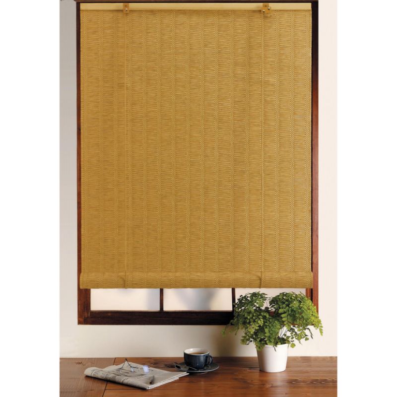 B&Q Woven Jute Roll Up Blind Natural Stripe (W)120cm x (L)160cm