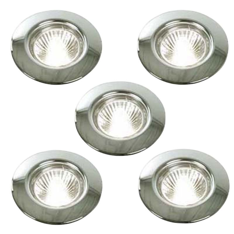 BampQ Fixed Mains Voltage Halogen Downlights Pack Of 5 7384 Chrome Plated