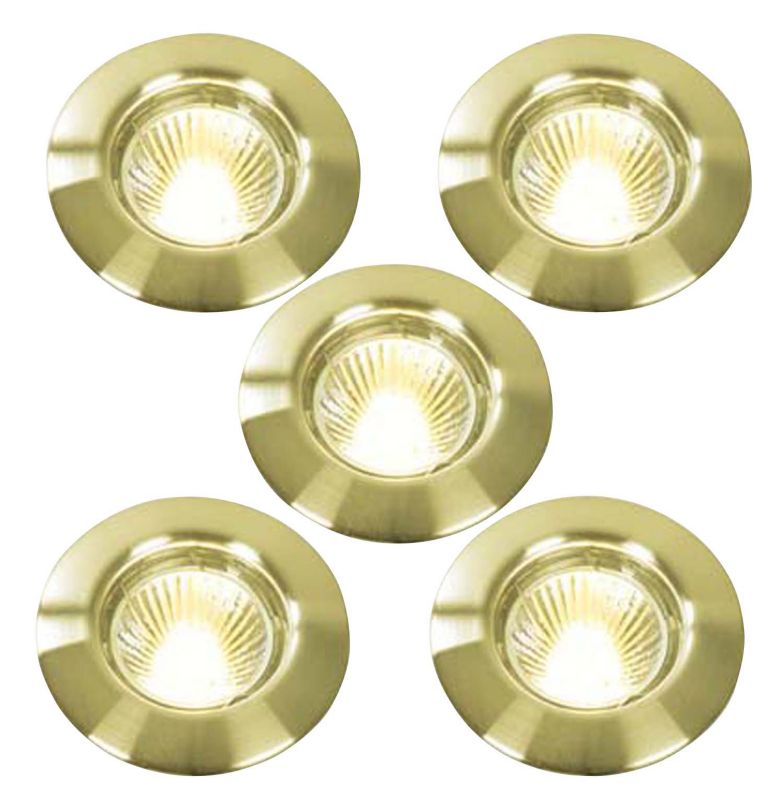 BampQ Fixed Mains Voltage Halogen Downlights Pack Of 5 7385 Brushed Brass Plated