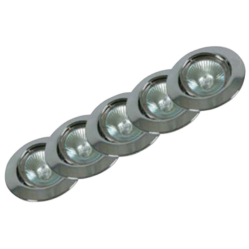 BampQ Tilting Mains Voltage Halogen Downlights Pack Of 5 7394 Chrome Plated