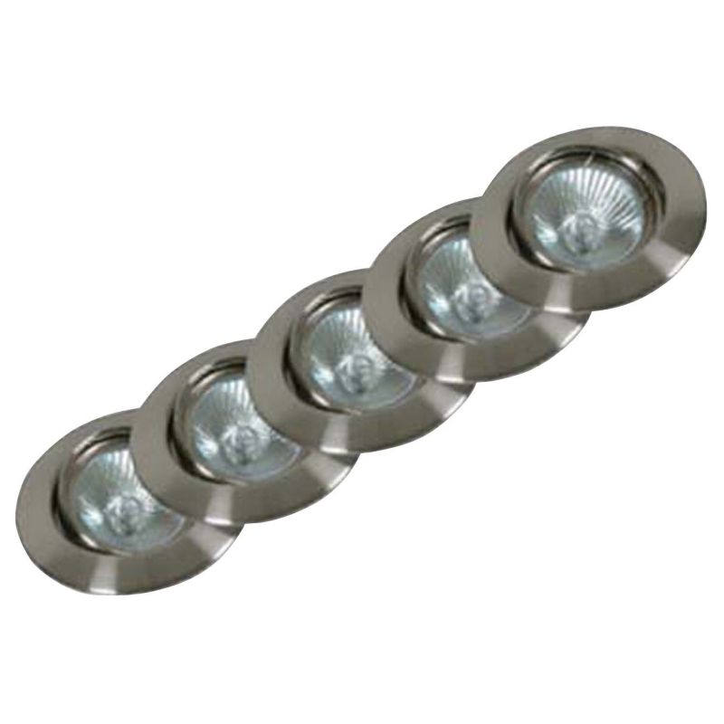 BampQ Tilting Mains Voltage Halogen Downlights Pack Of 5 7396 Brushed Chrome Plated