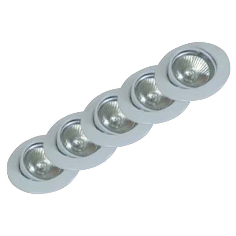 BampQ Tilting Mains Voltage Halogen Downlights Pack Of 5 7397 White Painted