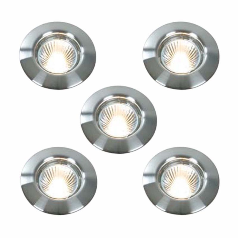 B&Q Fixed Low Voltage Halogen Downlights Pack Of 5 7406 Brushed Chrome Plated