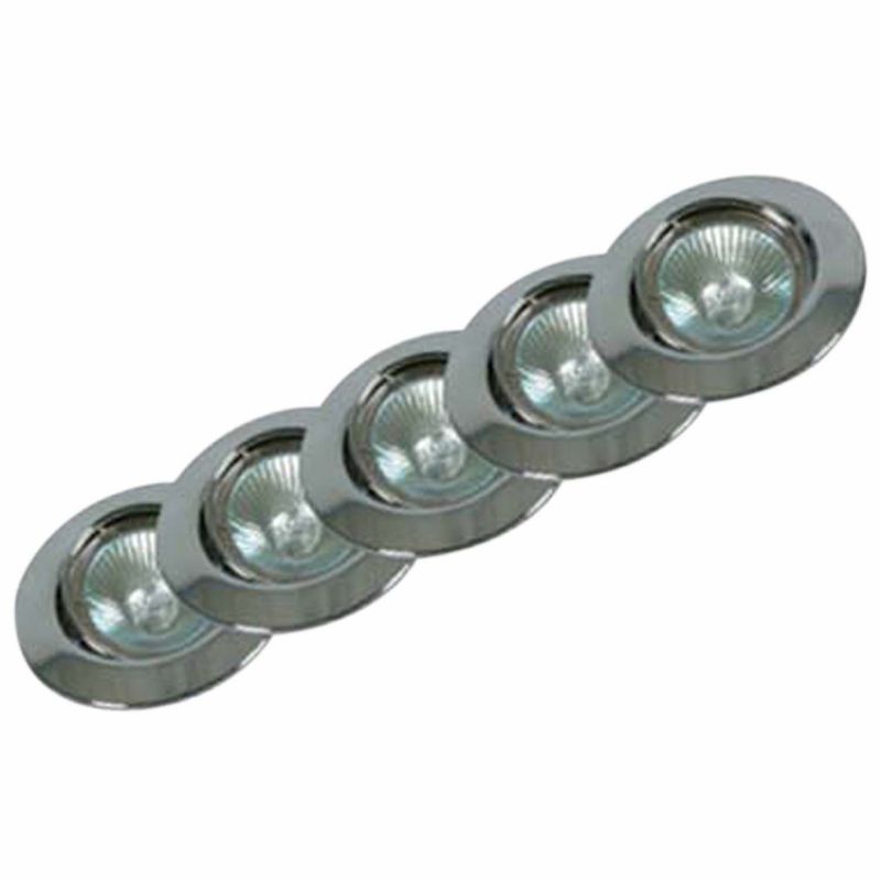 BampQ Tilting Low Voltage Halogen Downlights Pack Of 5 7414 Chrome Plated