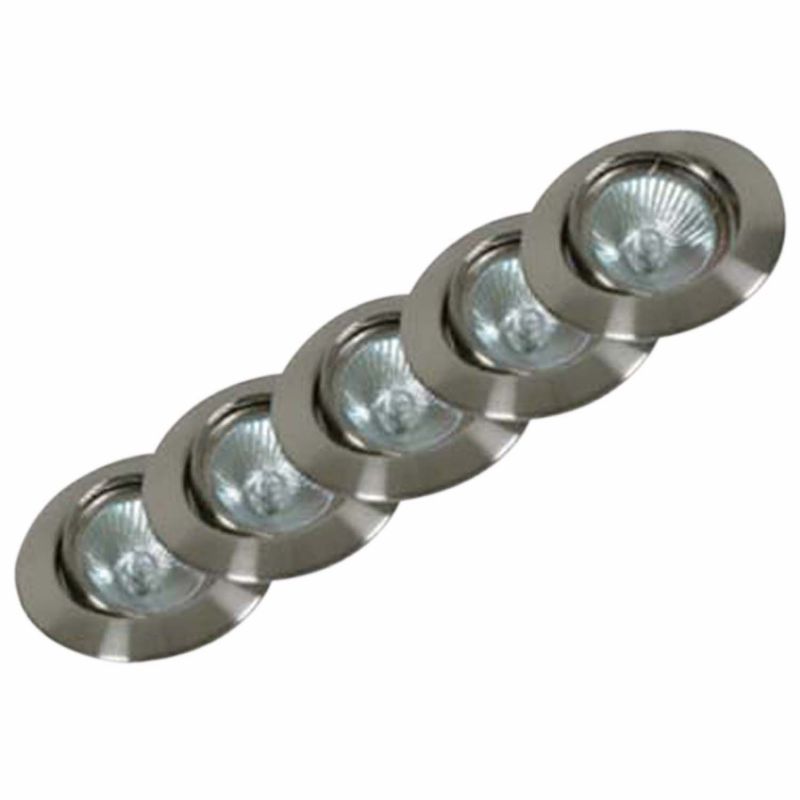 BampQ Tilting Low Voltage Halogen Downlights Pack Of 5 7416 Brushed Chrome Plated