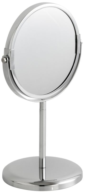 Freestanding Round Bathroom Mirror Polished Metal