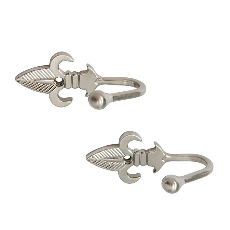 Colours by BandQ Tie Back Hooks Fleur De Lys Satin Silver Effect
