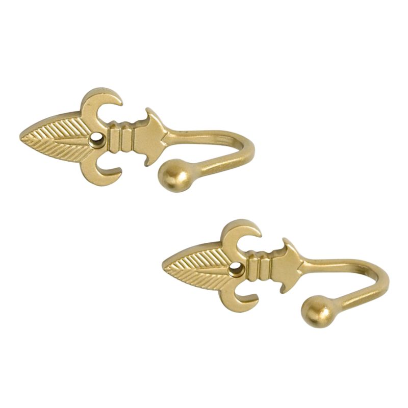 Colours by BandQ Tie Back Hooks Fleur De Lys Burnished Brass Effect
