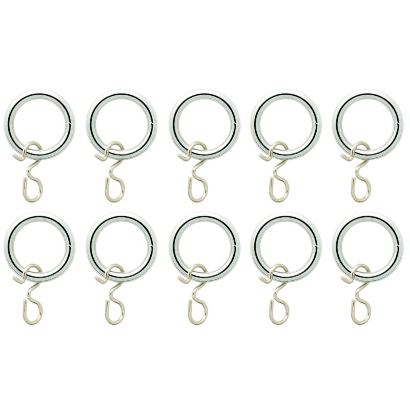 Colours by BandQ Metal Curtain Rings with S Hooks Satin Silver Effect