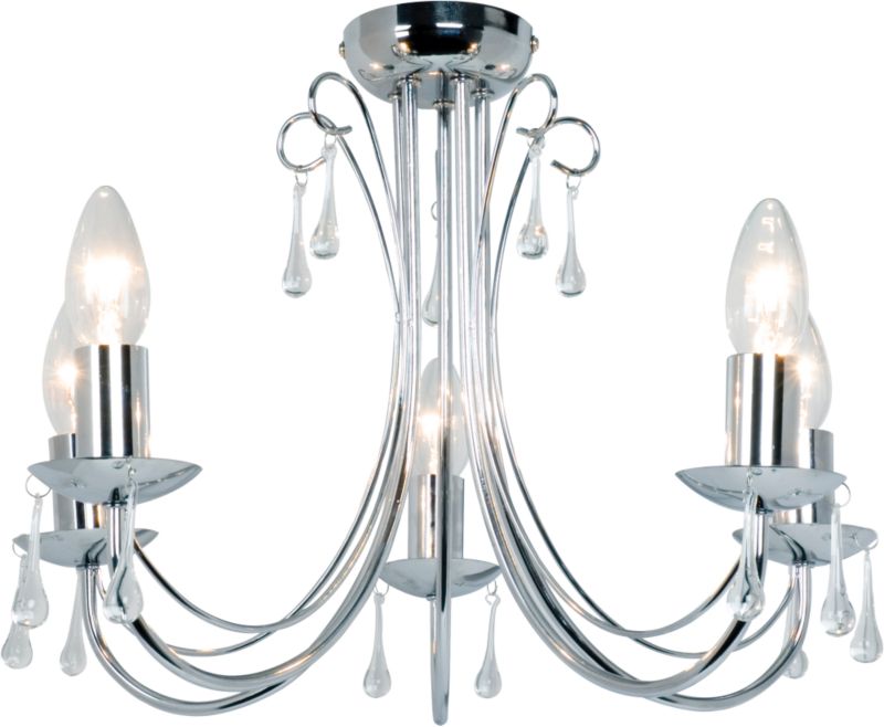 Unbranded Albany 5 Light Semi Flush 18609 Chrome Plated Effect 60w