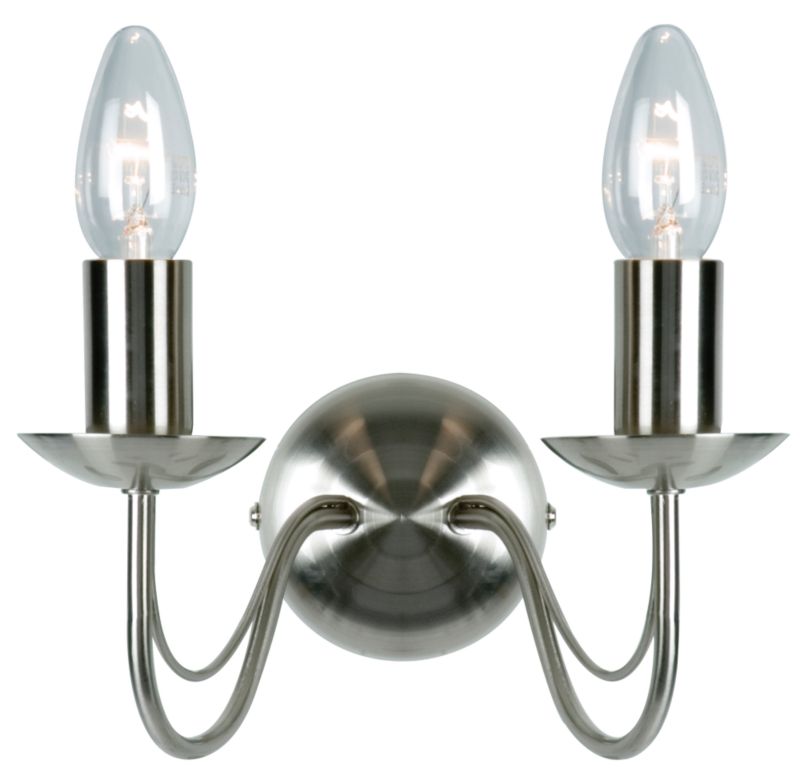 Denvor 2 Light Wall Light 18597 Brushed Chrome