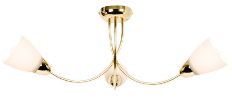 Virgo 3 Light Semi Flush Effect Brass