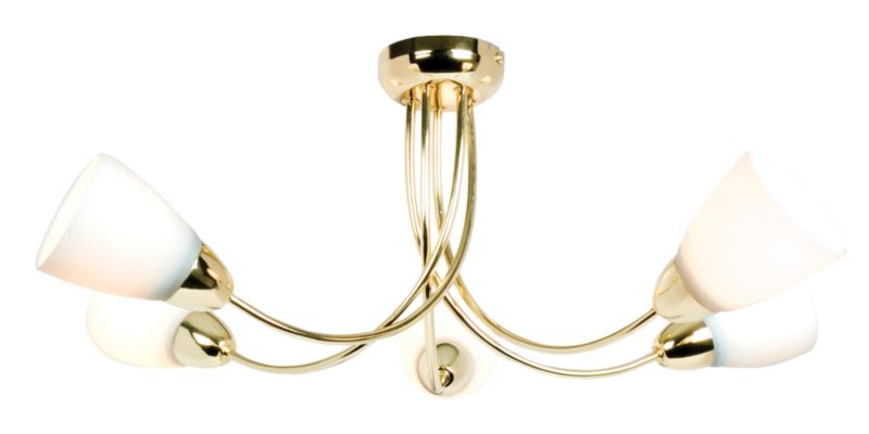 Virgo 5 Light Semi Flush Effect Brass 18704 60W