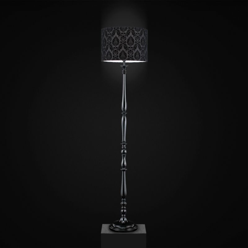 Floor Lamp Black Wood Base and Black