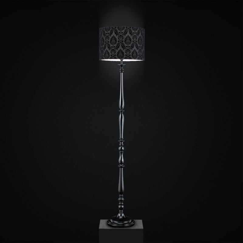 Wooden Floor Lamp Black Wood Base and Black