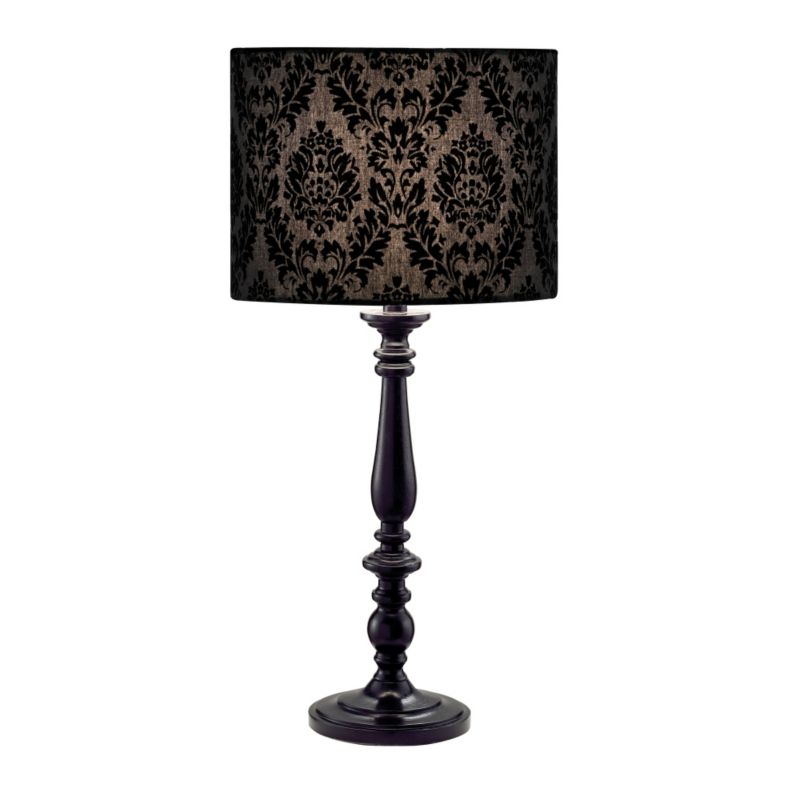 Black Wood Base and Suede Plant Shade Table Lamp
