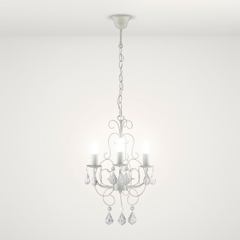 Chesterfield With Clear Acrylic Beads 3 Light Chandelier
