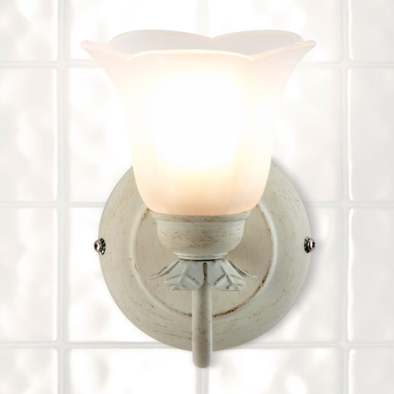 Lights by BandQ Tiffany Single Spot Light Antique White Effect with Frosted Glass Shade