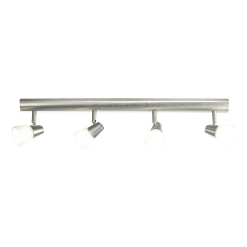 Lights by BandQ Lisboa 4 Spotlight Bar Satin Chrome Effect and White