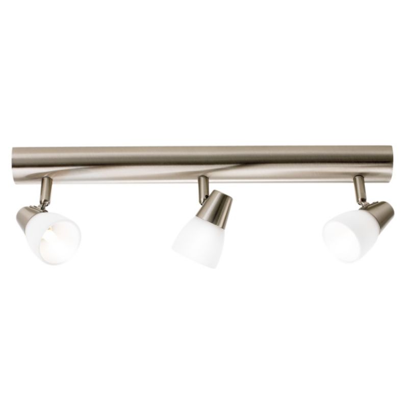 Lights by B&Q Lisboa 3 Spotlight Bar Satin Chrome Effect & White