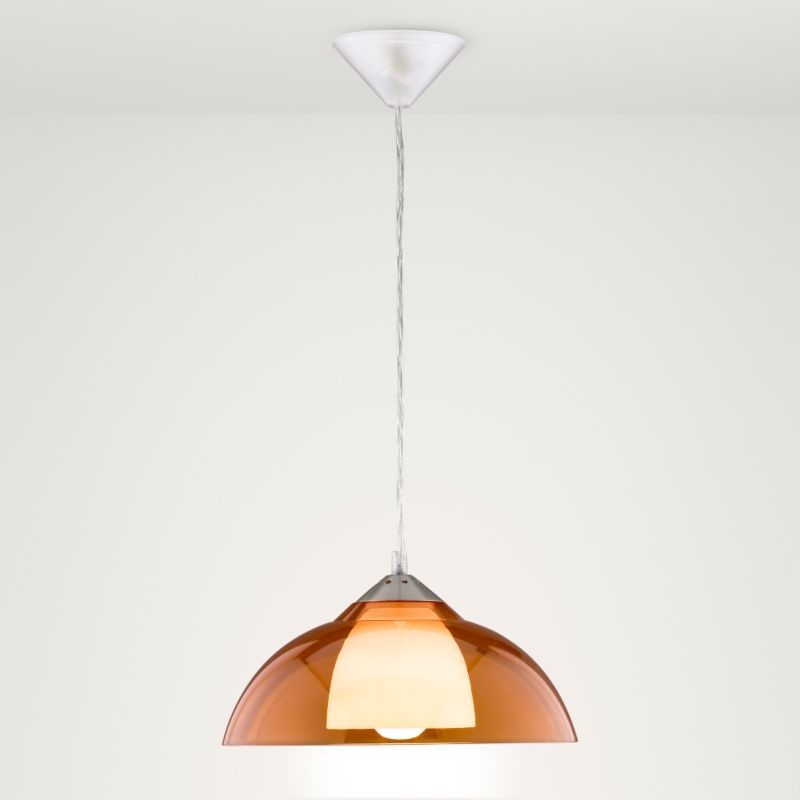Lights by BampQ Torino Tran Orange Pendant With Inner Glass Orange