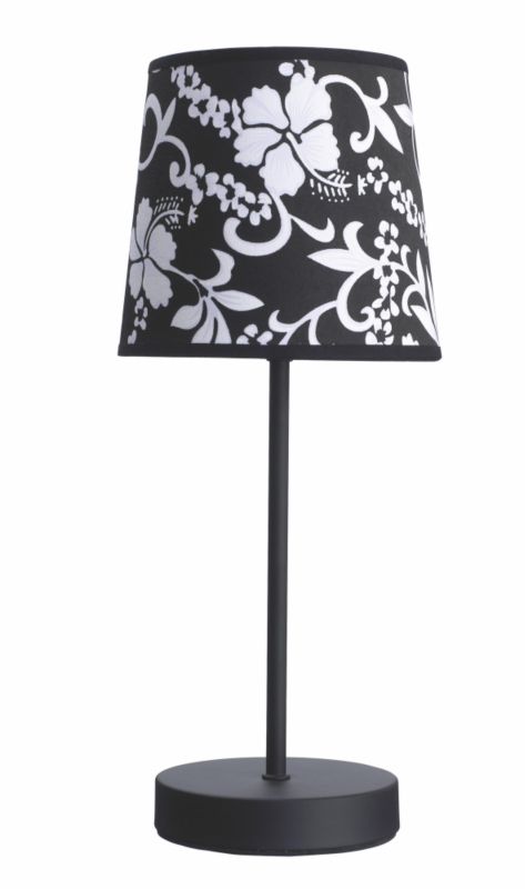 Lights by BandQ Crete Metal Table Lamp White Silk Printed