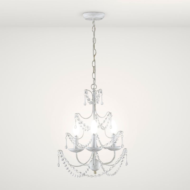 Lights by B&Q Alison Three Light Chandelier White Gold Effect With Beads Decoration