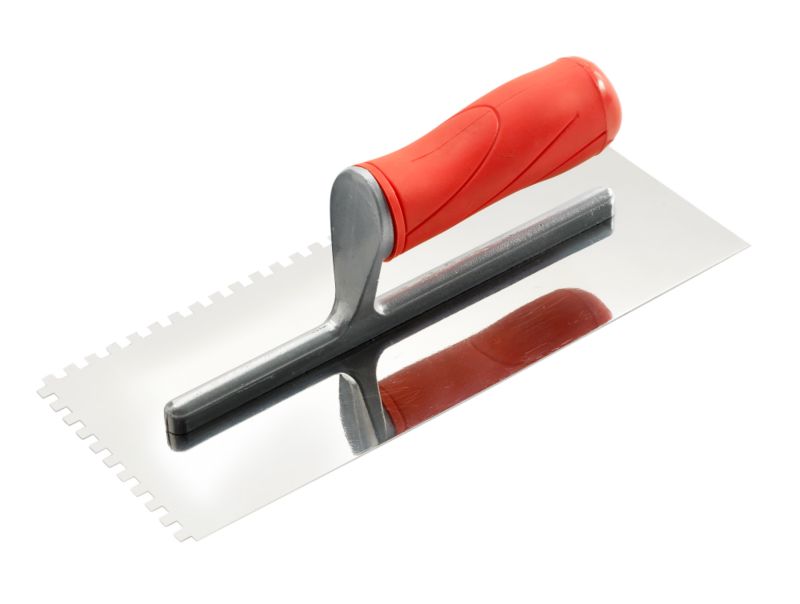 BandQ Stainless Steel Wall Trowel Silver Effect and Red
