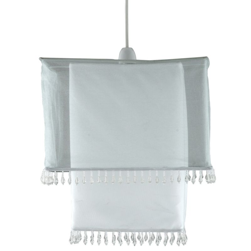 Lights by B&Q Angel Square 2-Tier Fabric Shade White