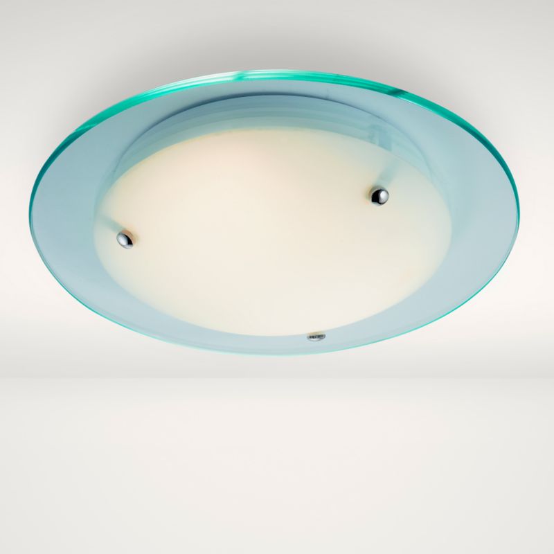 Lights by BampQ Katie Round Ceiling Flush Light With 2 Tier Frosted amp Clear Glass Shade