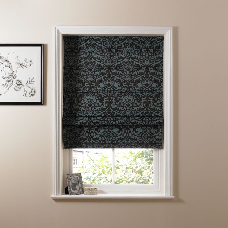 Colours Collection by B&Q Ontario Cordless Roman Blind Teal/Brown (W)90 x (L)160cm