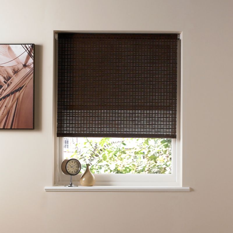 Colours Collection by B&Q Natural Weave Roller Blind Chocolate (W)180 x (L)160cm