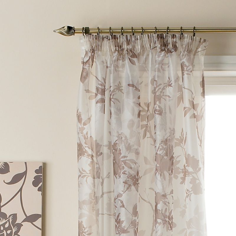 Colours by B&Q Leaf Silhouette Shimmer Tunnel Top Voile Curtains Cream