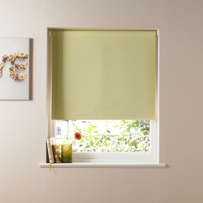 Colours by B&Q Black Out Plain Roller Blind Pale Green (W)90 x (L)160cm