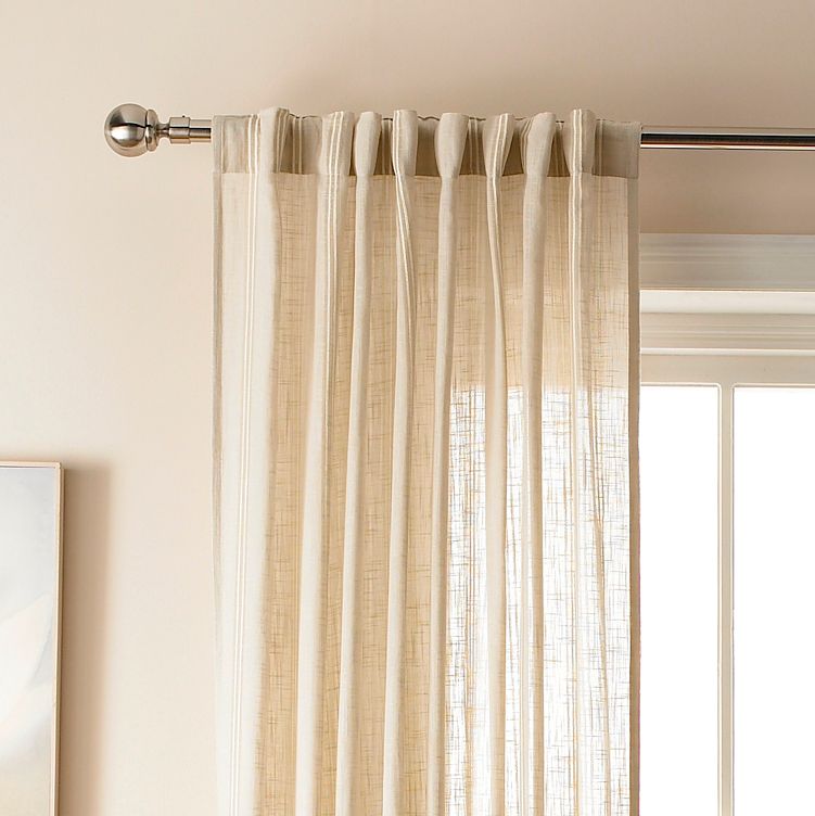 Weave Linear Voile Curtains Cut to Size Natural (W)150 x (L)300 cm