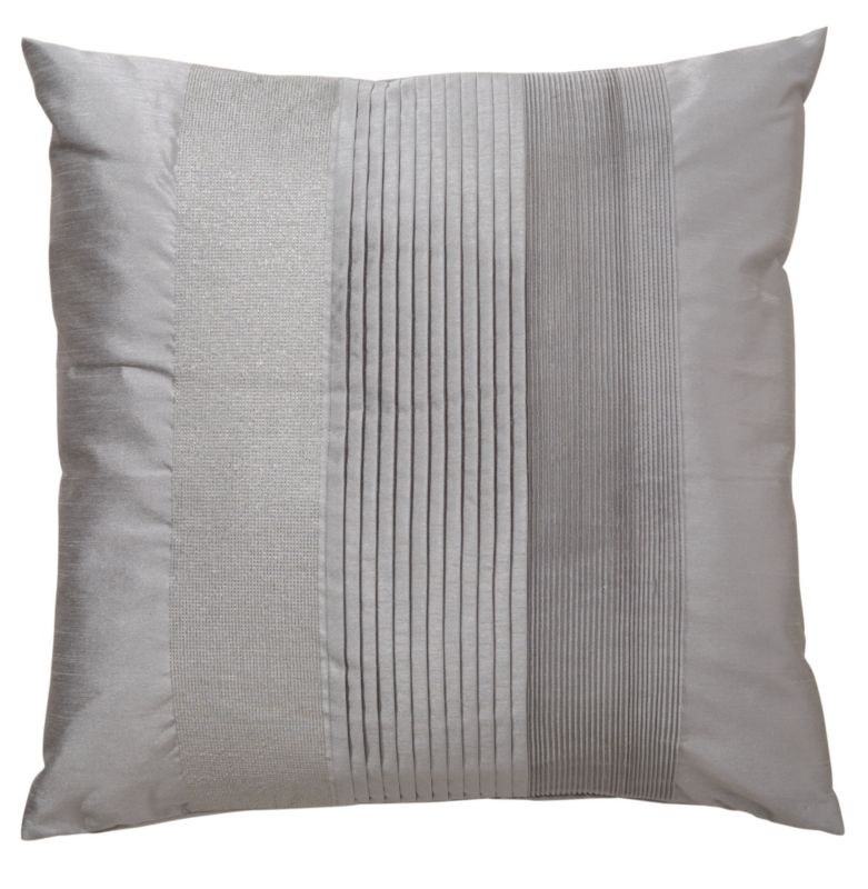 Colours by BandQ Silver Effect Pleated Cushion Size 50x50cm