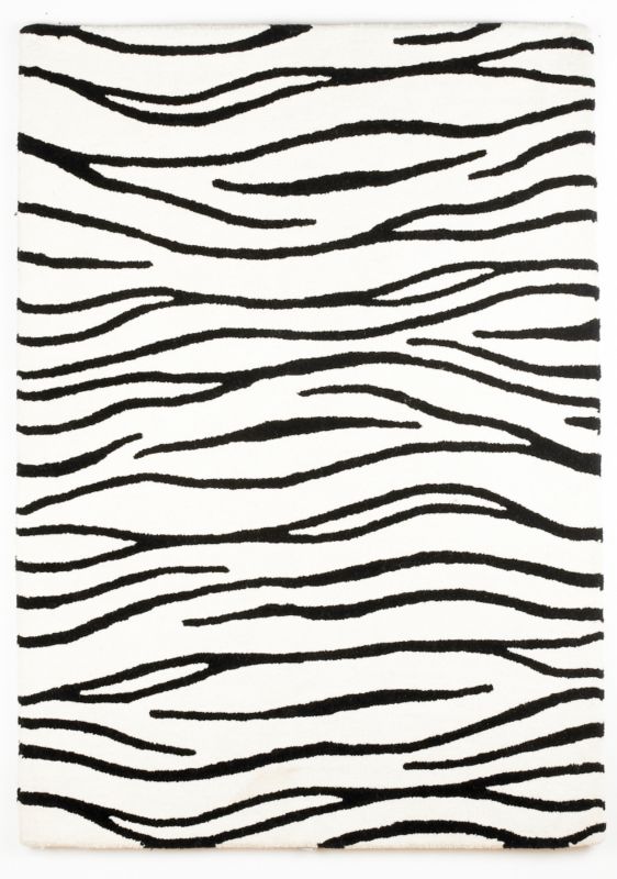 Zebra Effect Rug Black and White (W) 90 x (L) 150cm