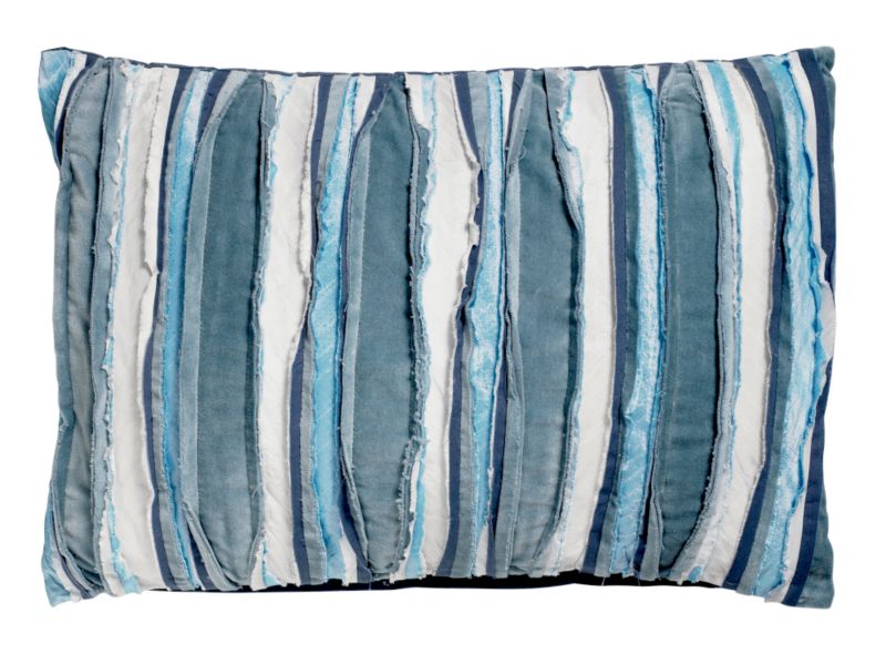 Colours by BandQ Panelled Raw Edge Cushion Blue Mix 35x50cm