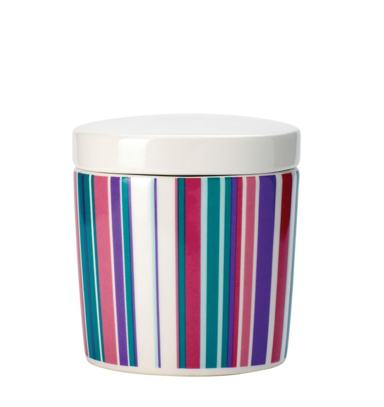 Axis Lidded Pot White Muticolour Stripe