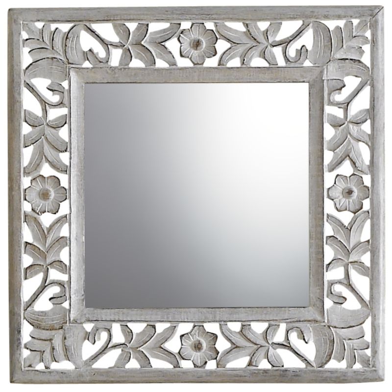 Colours by BandQ Mirror Framed Floral Juliet Cream 47x47cm