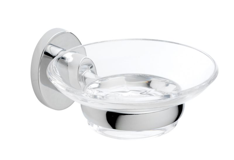 B&Q Ultimo Glass Soap Dish Chrome Effect