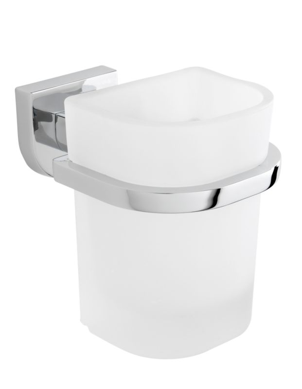 Axis Glass Toothbrush Holder Chrome Effect
