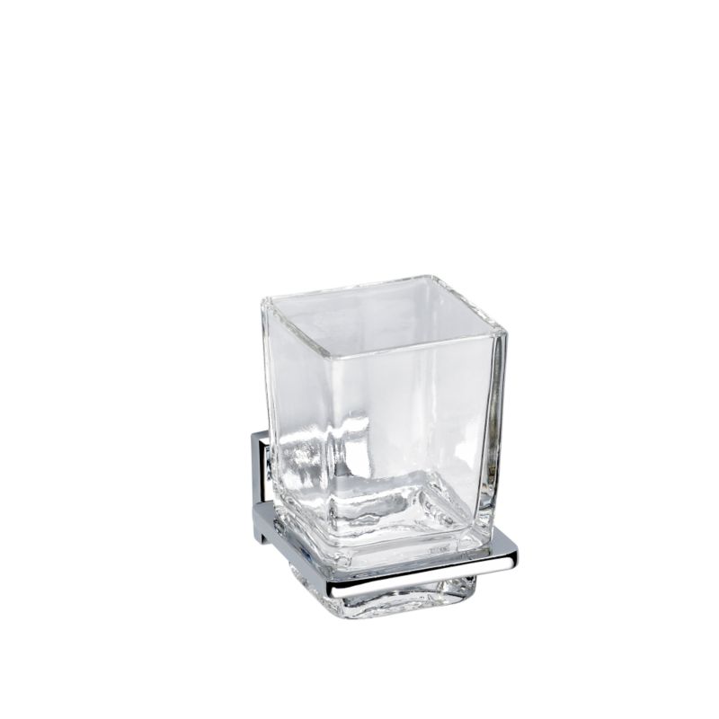 Linear Glass Toothbrush Holder Chrome Effect