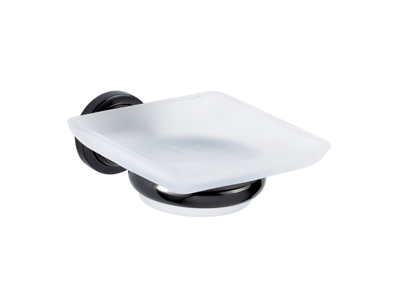 Decadence Glass Soap Dish Black Gunmetal Effect