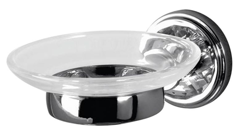 Cooke & Lewis Eva Glass Soap Dish Chrome Effect