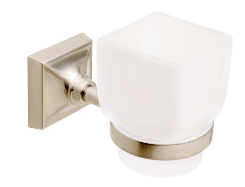 Eclipse Glass Toothbrush Holder Brushed Nickel Effect