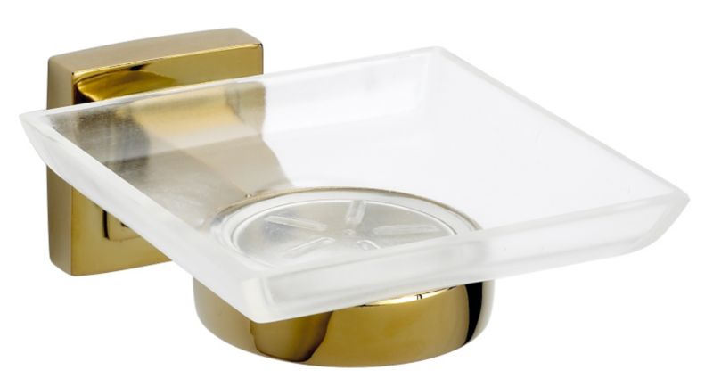 Cascade Glass Soap Dish Gold Effect