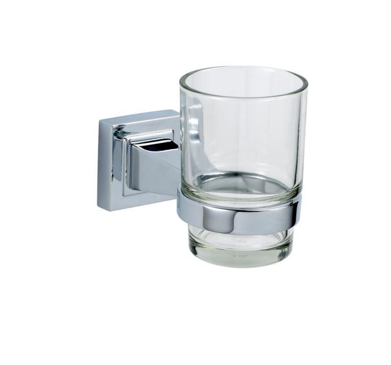 Cascade Glass Toothbrush Holder Chrome Effect