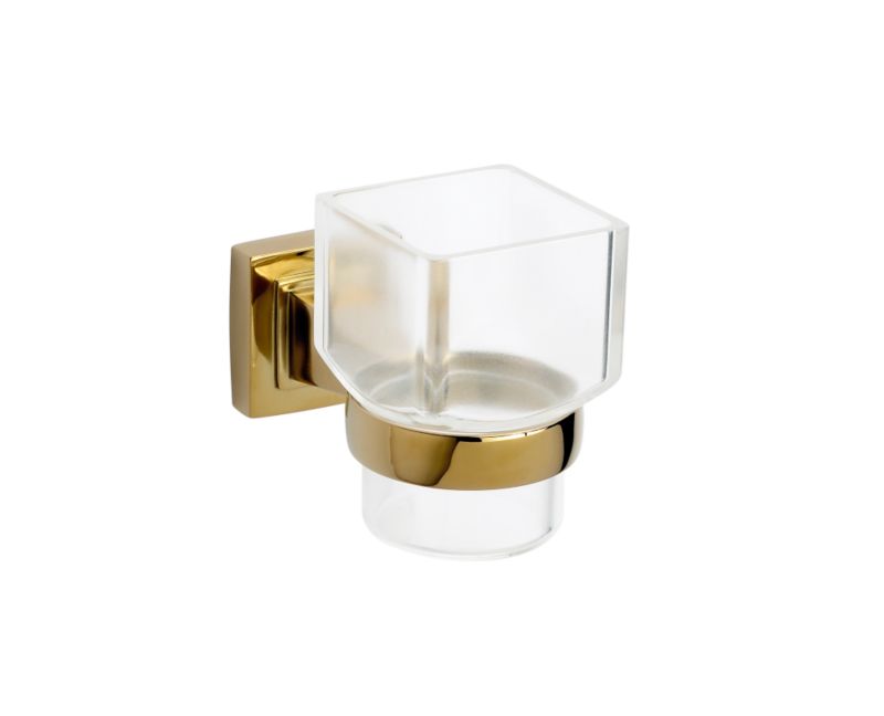 Cascade Glass Toothbrush Holder Gold Effect