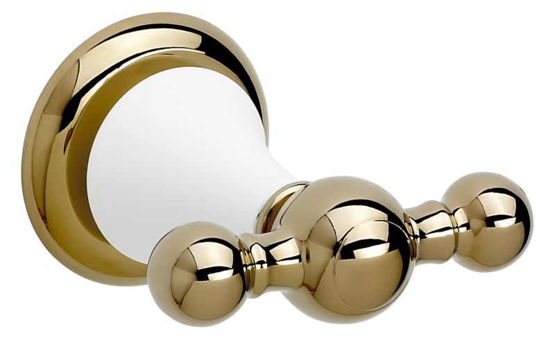 Timeless Ceramic Double Robe Hook Gold Effect